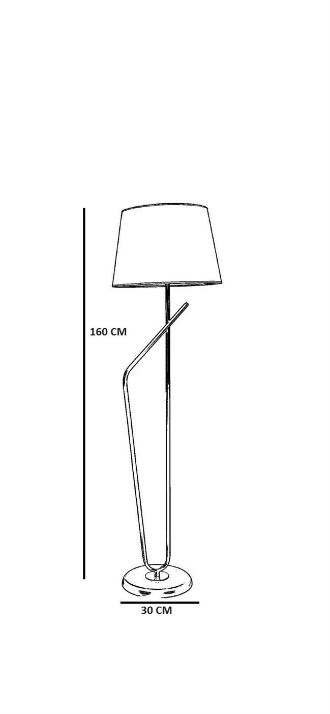 Candeeiro de Pé – 160 cm – Creme e Preto – Metal com Tecido