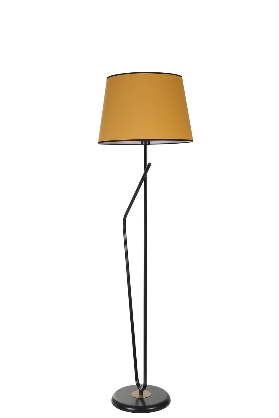 Candeeiro de Pé – 160 cm – Preto e Mostarda – Corpo Metálico