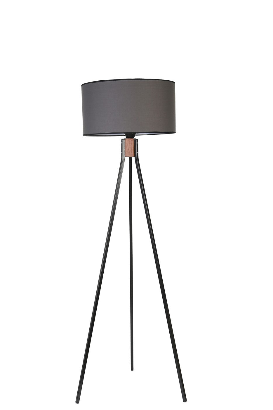 Candeeiro de Pé – 155 cm – Preto e Cinza Escuro – Metal e Tecido
