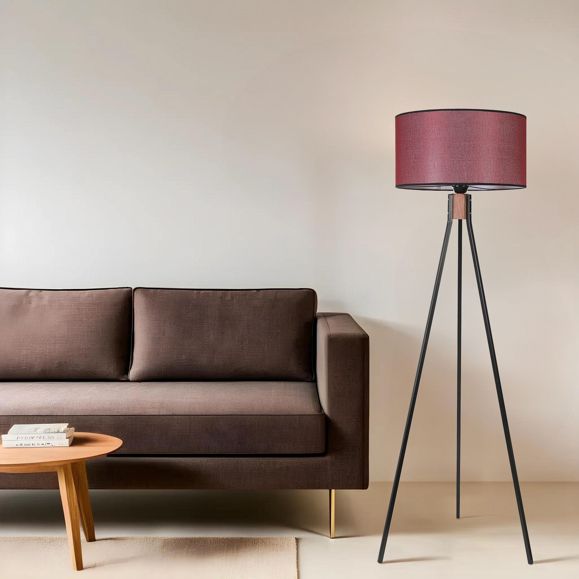 Candeeiro de Pé – 155 cm – Preto/Bordô – Metal ou Madeira