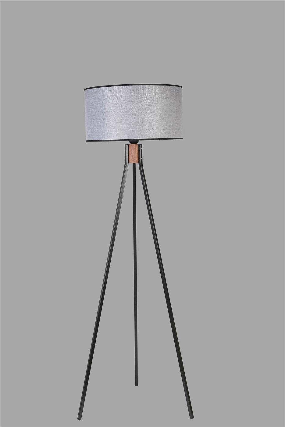 Candeeiro de Pé – 155 cm – Preto e Cinza – Metal ou Madeira