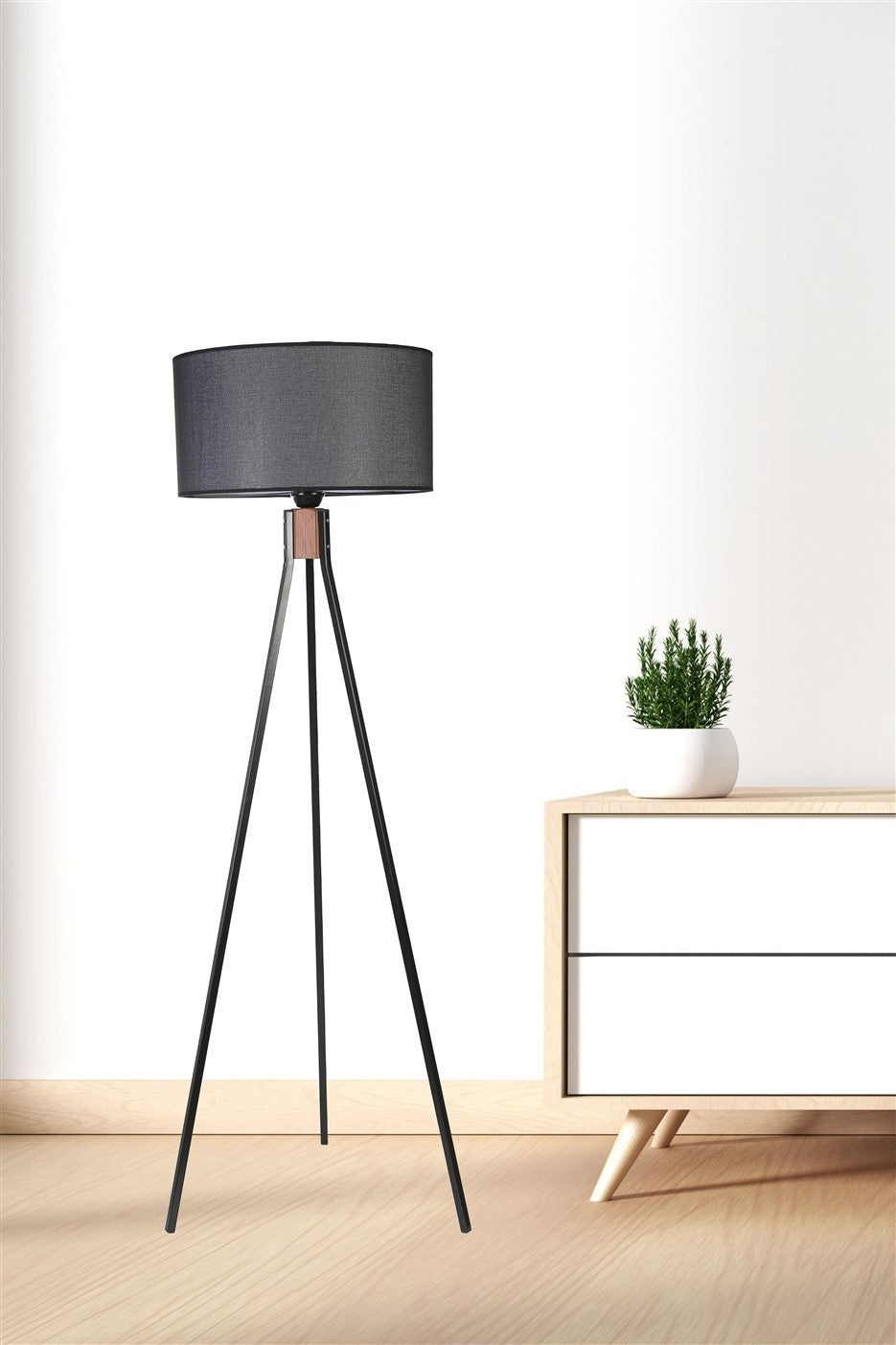 Candeeiro de Pé – 155 cm – Preto – Metal
