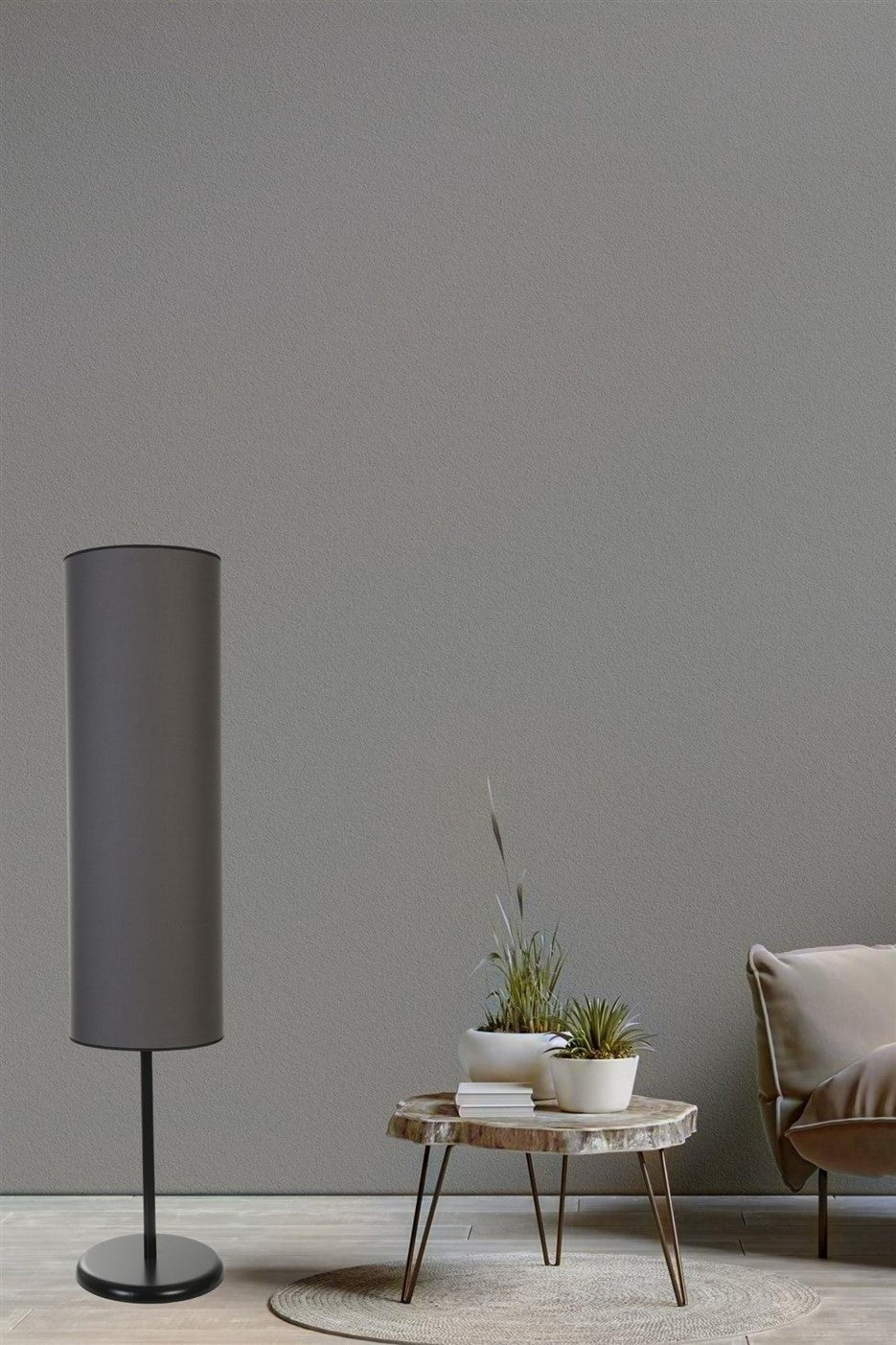 Candeeiro de Pé – 140 cm – Preto e Cinza Escuro – Metal
