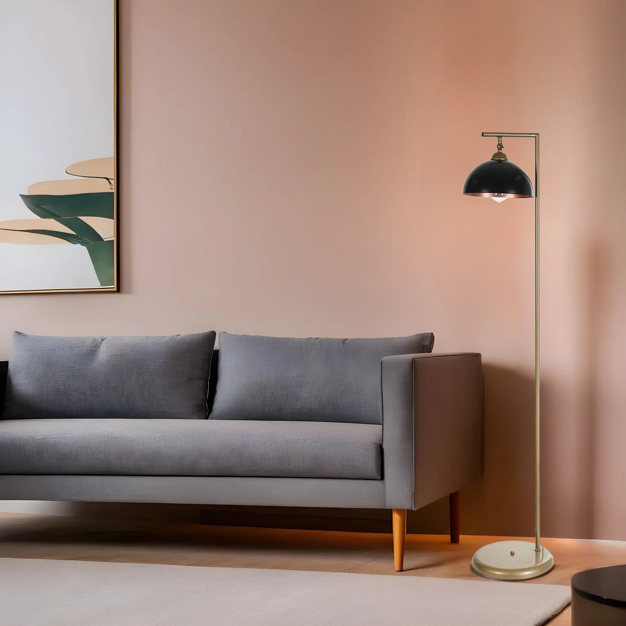 Candeeiro de Pé – 154 cm – Preto e Dourado – Metálico
