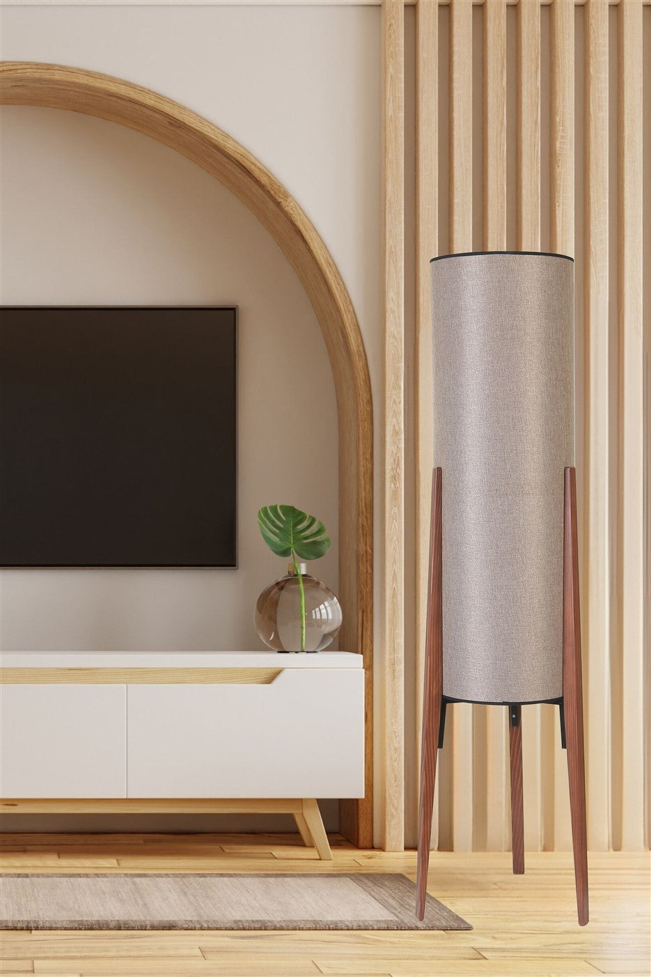 Candeeiro de Pé – 140 cm – Noz – Metal ou Madeira