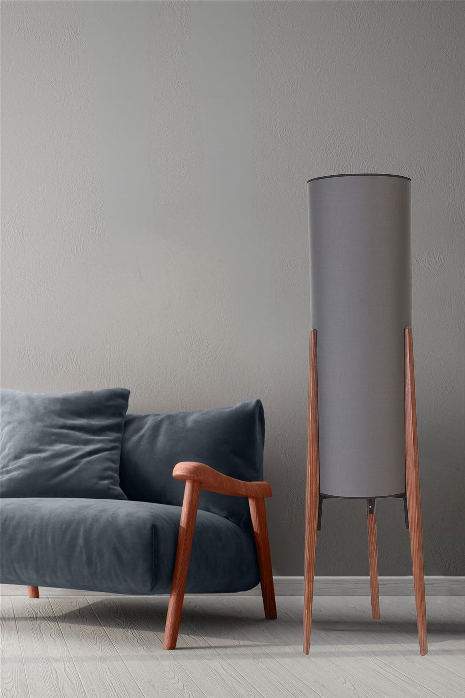Candeeiro de Pé – 140 cm – Noz – Metal ou Madeira
