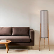 Candeeiro de Pé – 140 cm – Cinza – Metal e Madeira