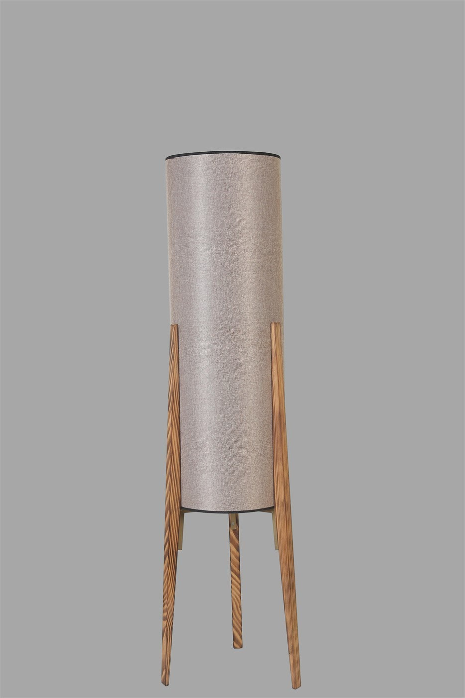Candeeiro de Pé – 140 cm – Cinza – Metal e Madeira