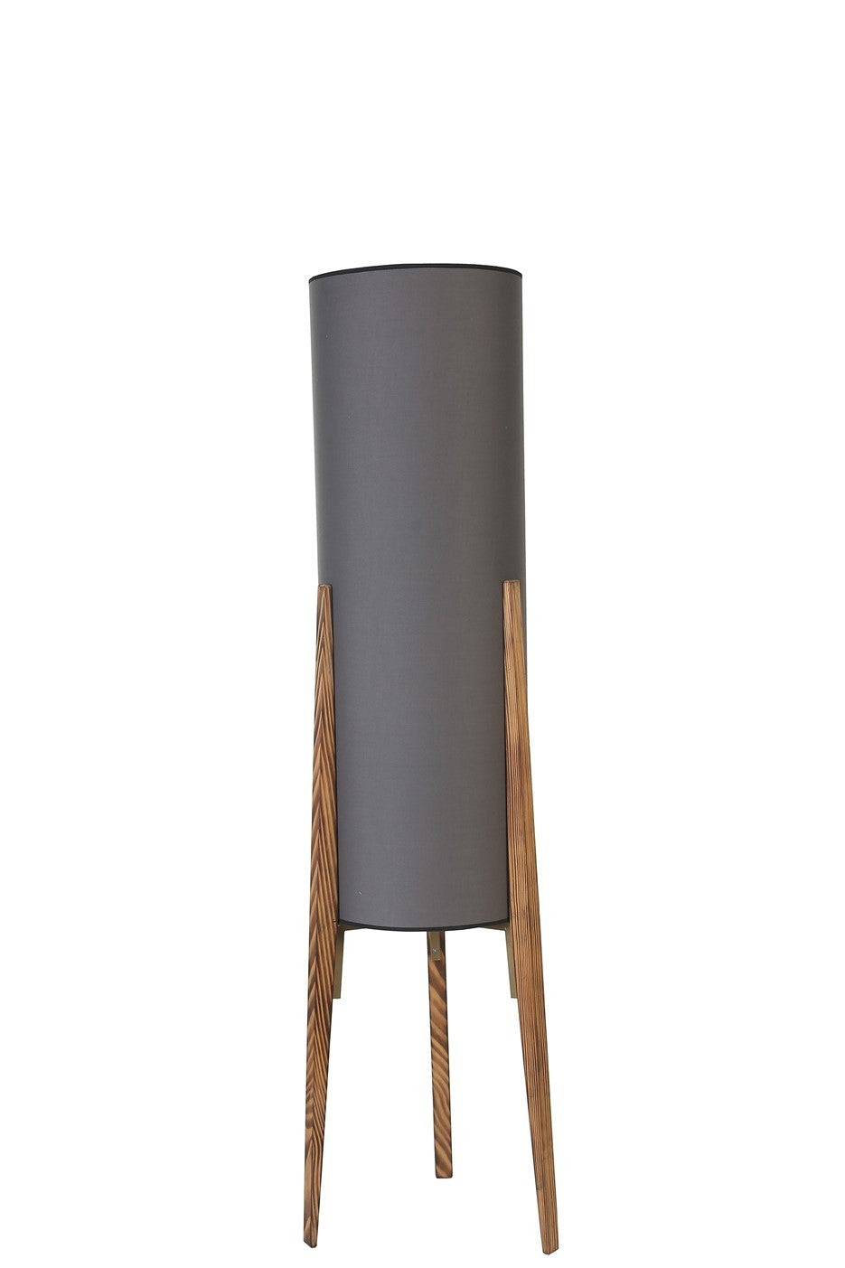 Candeeiro de Pé – 140 cm – Cinza e Madeira – Metal