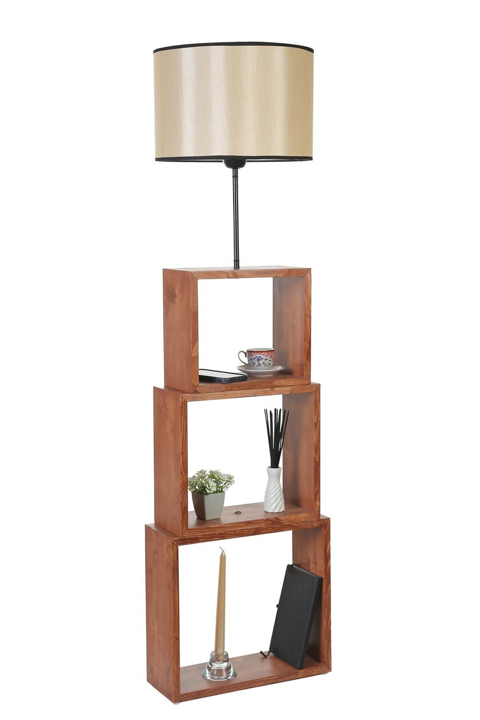 Candeeiro de Pé – 140 cm – Noz – Metal ou Madeira