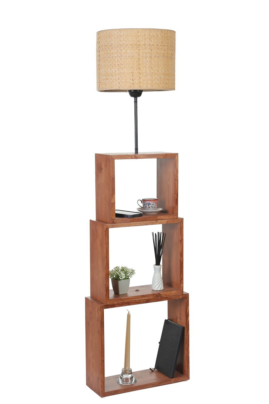 Candeeiro de Pé – 140 cm – Bege – Metal e Madeira