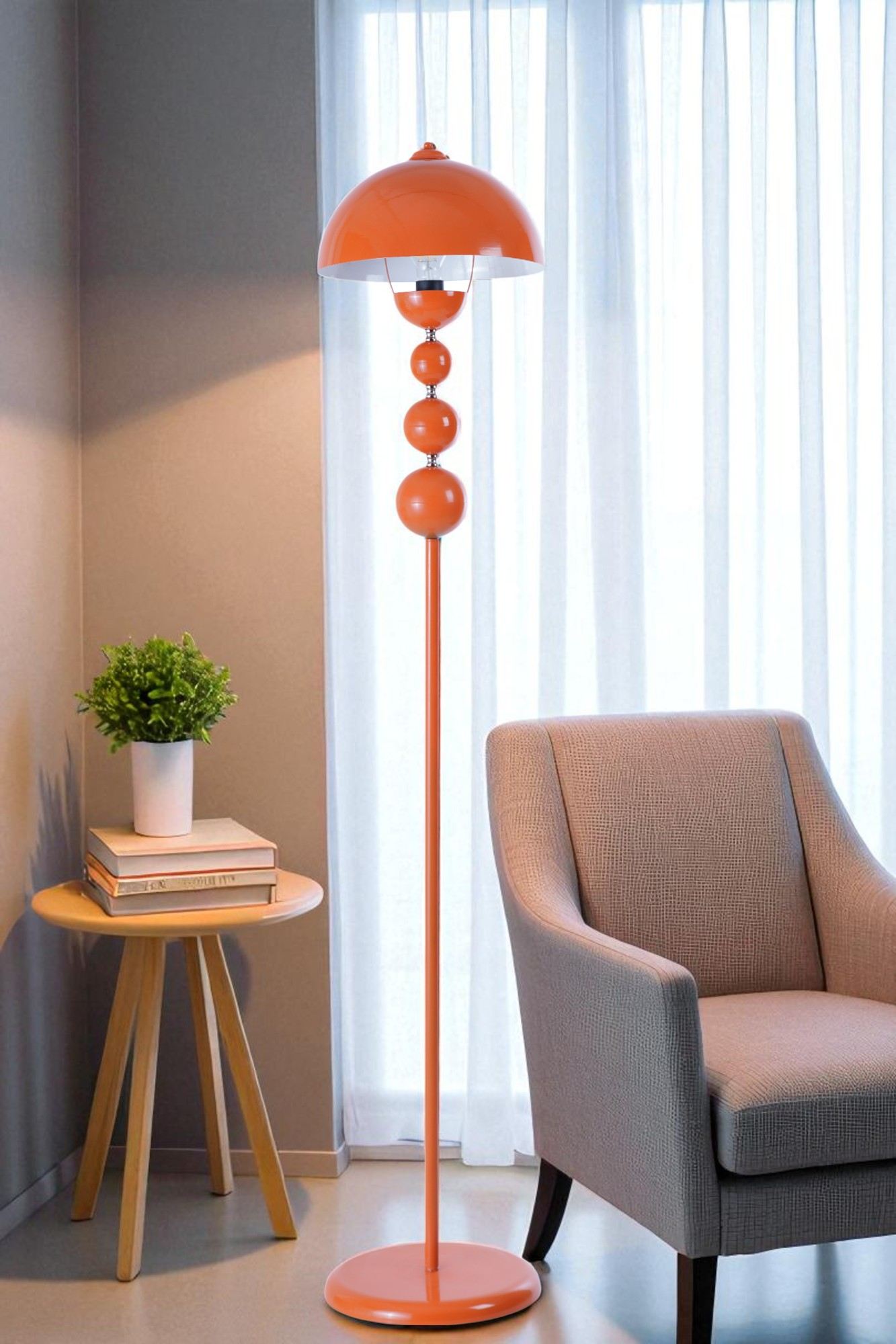 Candeeiro de Pé em metal – 155 cm de altura – laranja