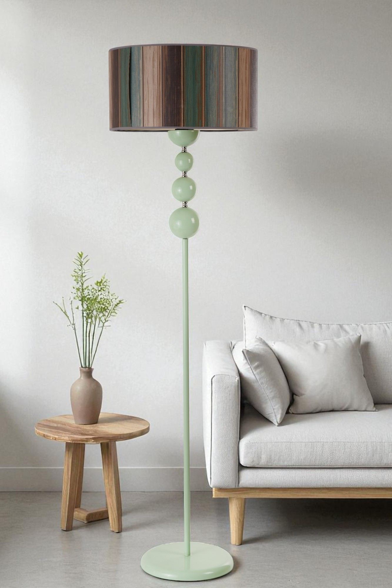Candeeiro de Pé – 160 cm – Multicolorido e Menta – Metal