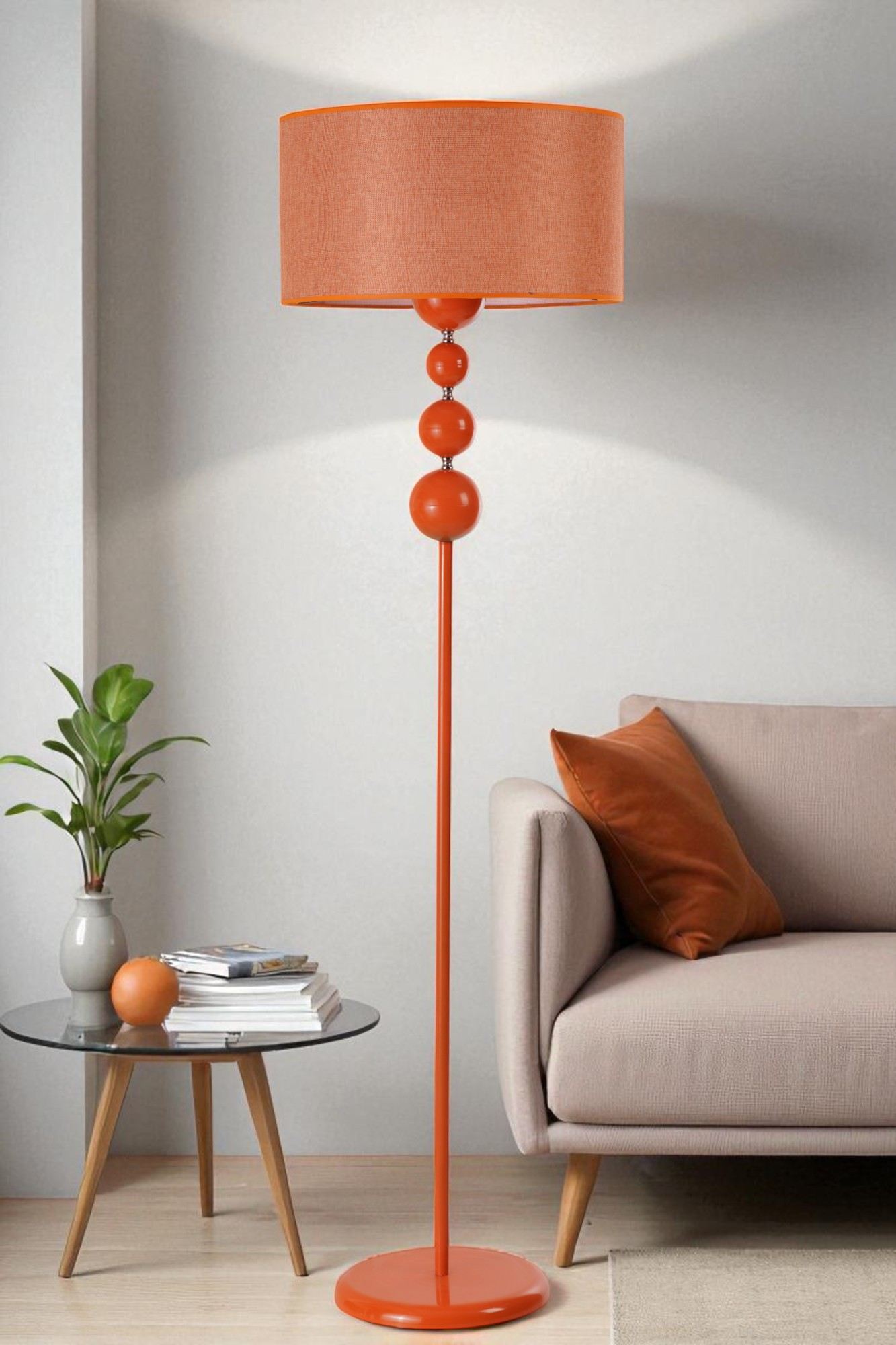 Candeeiro de Pé – 160 cm altura – Laranja – Metal