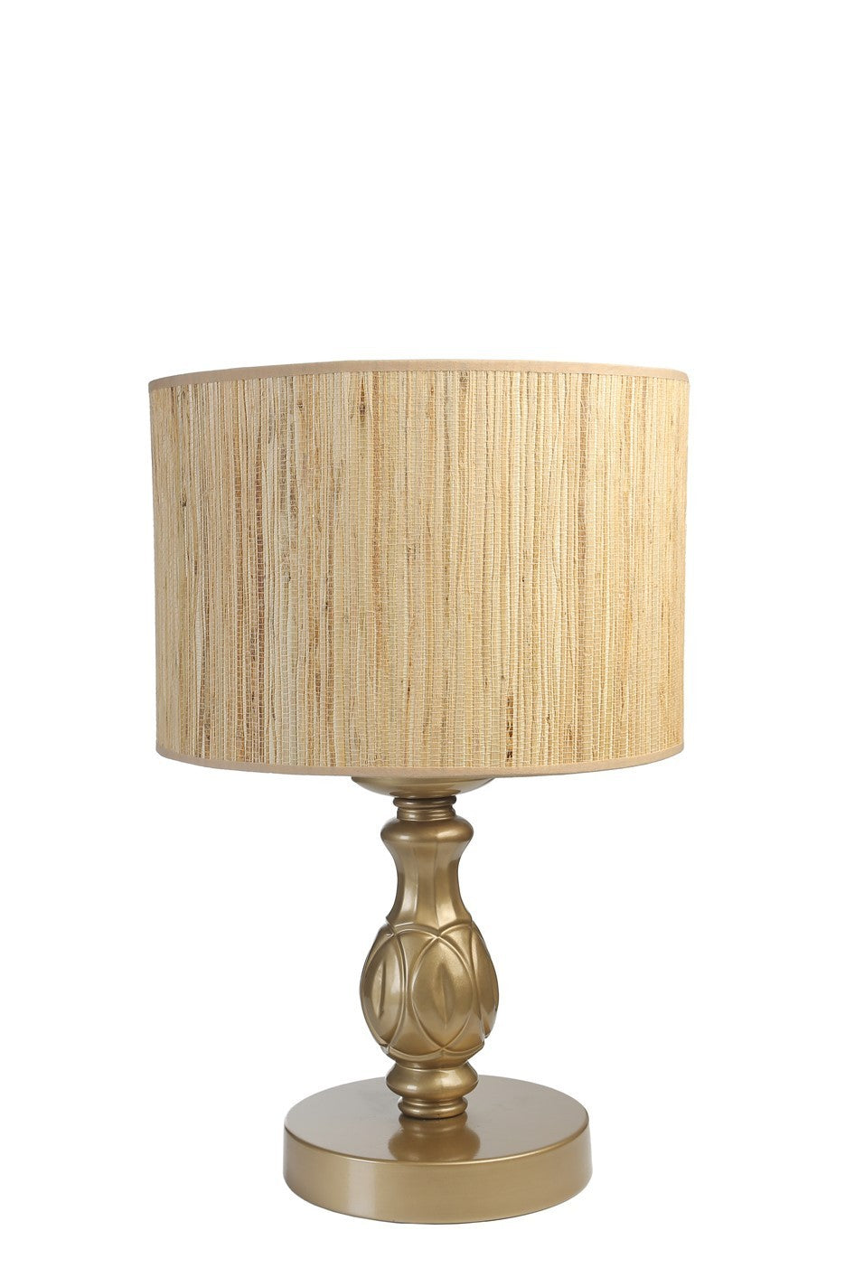 Candeeiro de Mesa – 45 cm – Carvalho e Ouro – Metal