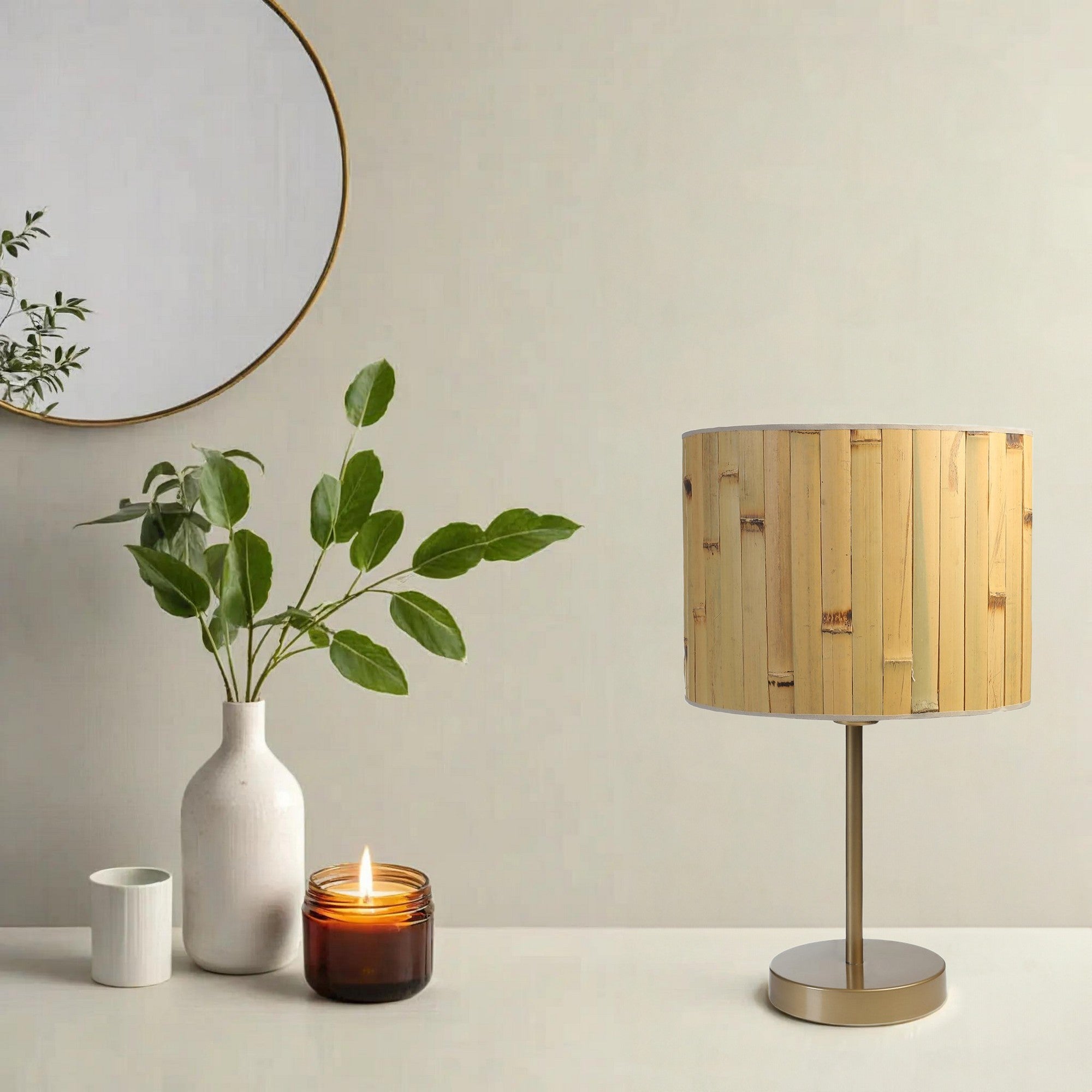 Candeeiro de mesa-Bambu-Carvalho
Ouro