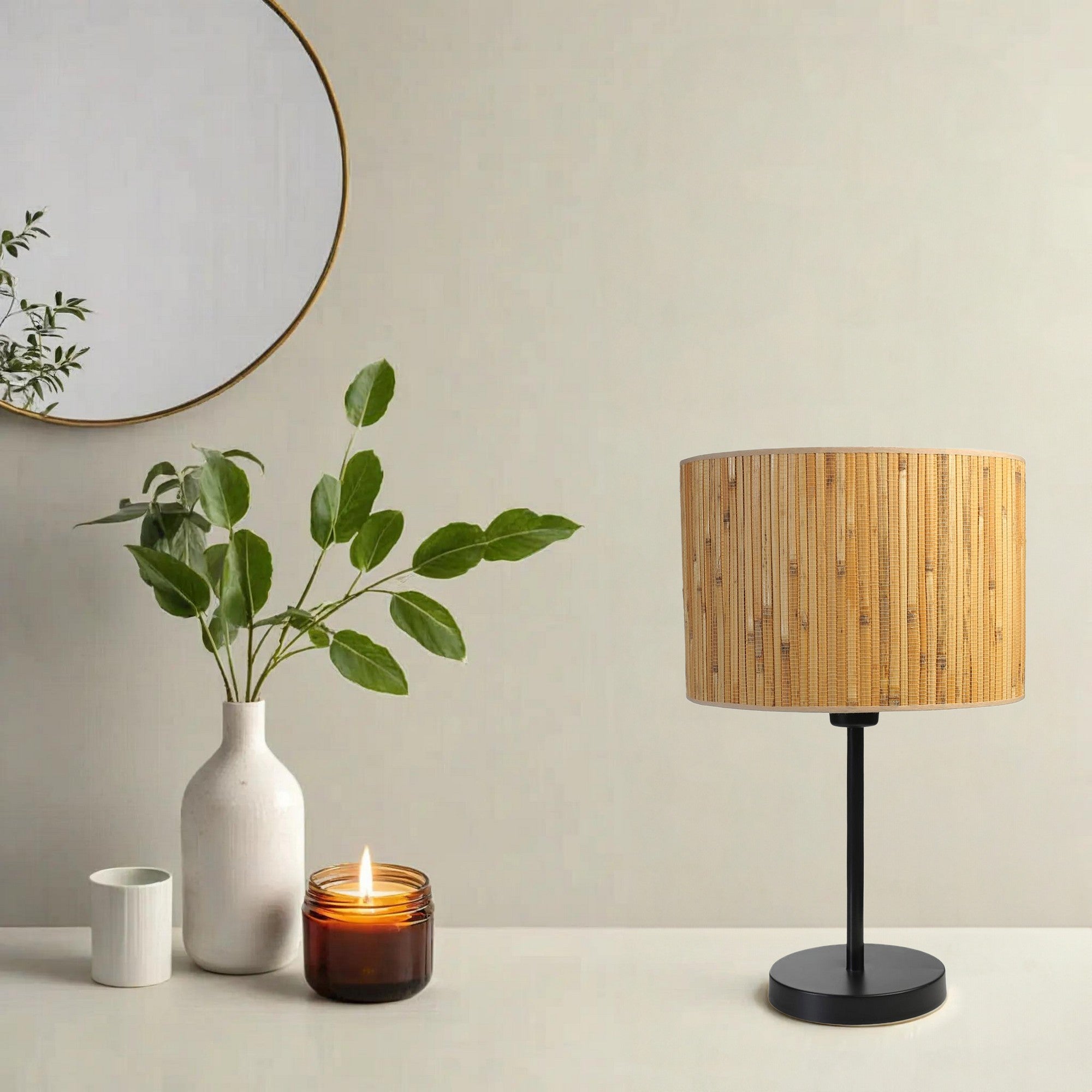 Candeeiro de mesa-Bambu-Carvalho
Preto