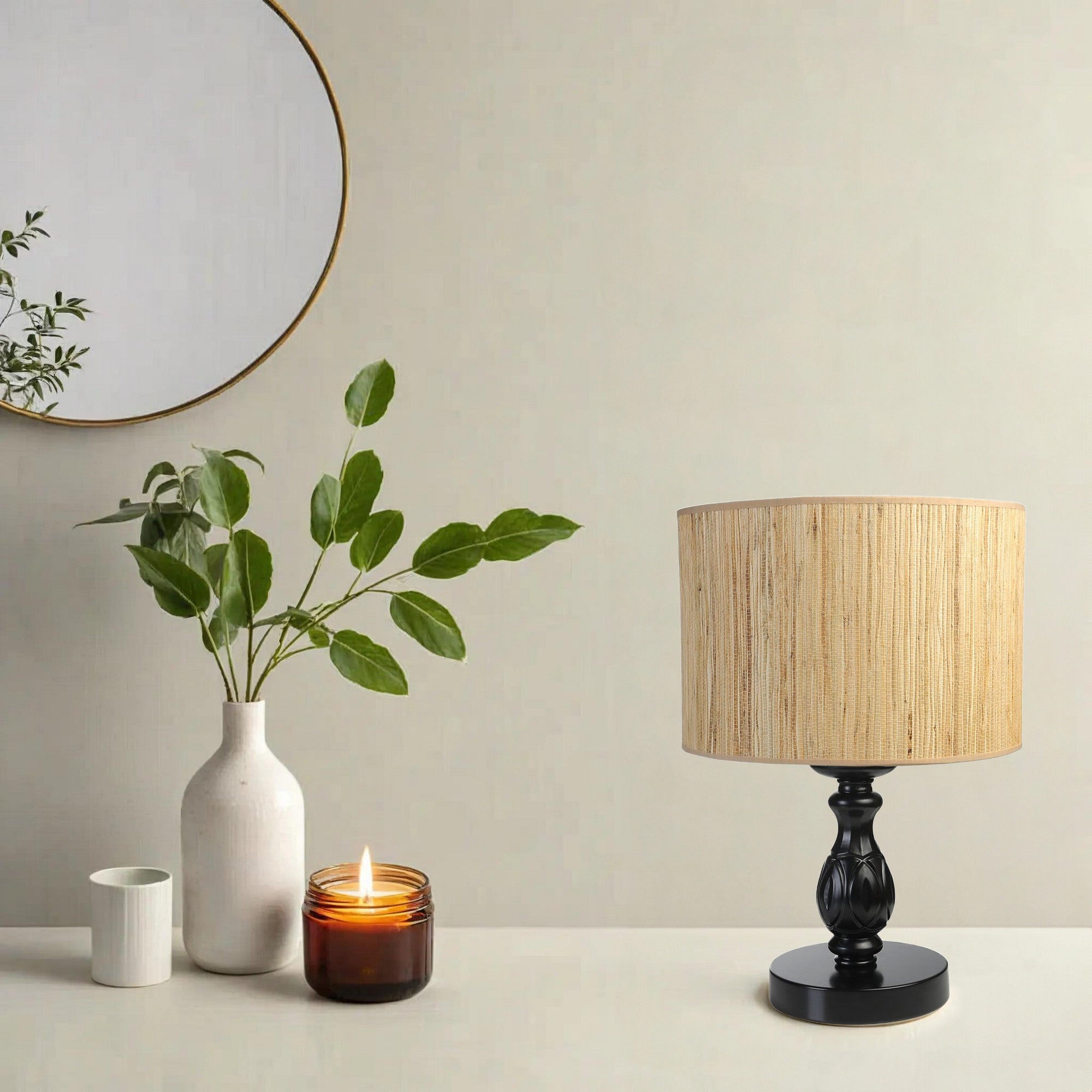 Candeeiro de mesa-Bambu-Preto
Bege