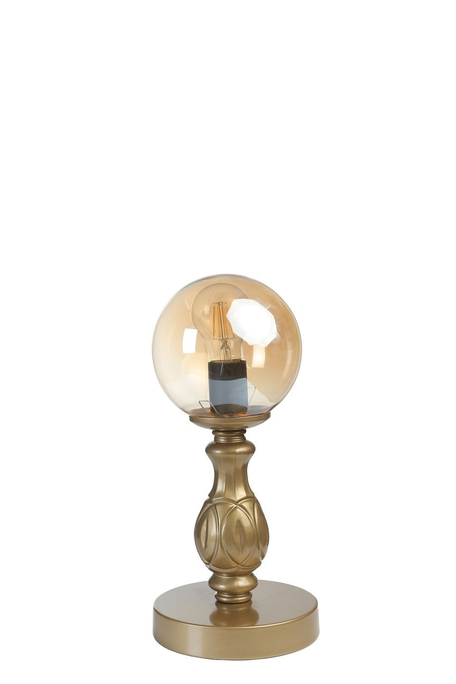 Candeeiro de mesa – 35 cm – Âmbar e Dourado – Metal e vidro