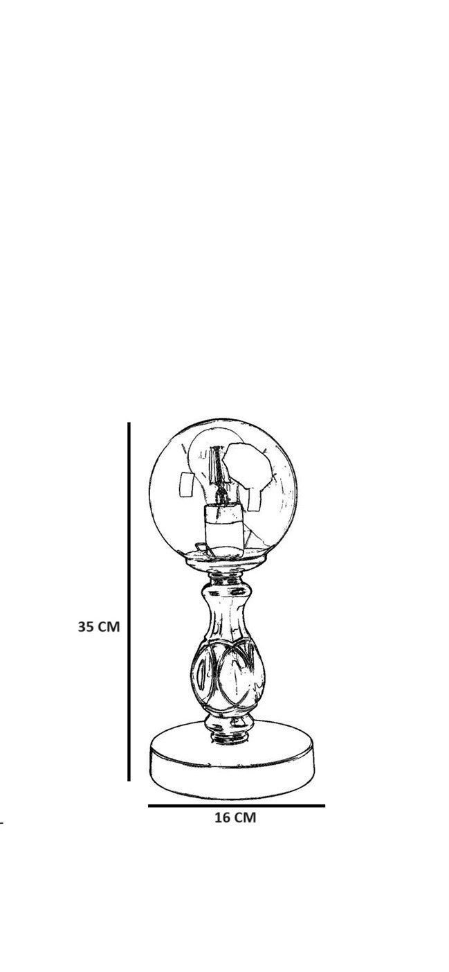 Candeeiro de mesa – 35 cm – Âmbar e Dourado – Metal e vidro