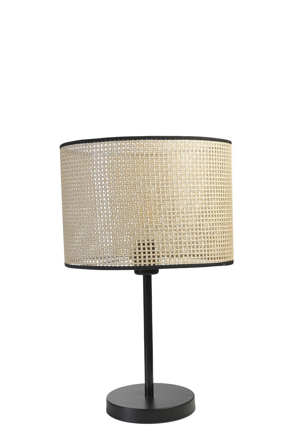 Candeeiro de Mesa – 45 cm – Preto – Metal com tampa de bambu