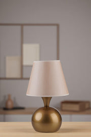 Candeeiro de Mesa – 33 cm de altura – Ecru e Dourado – Metal