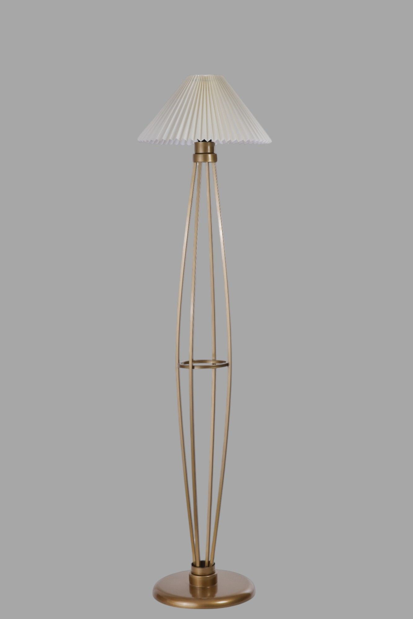 Candeeiro de Pé – 145 cm – Creme e Dourado – Metálico e PVC