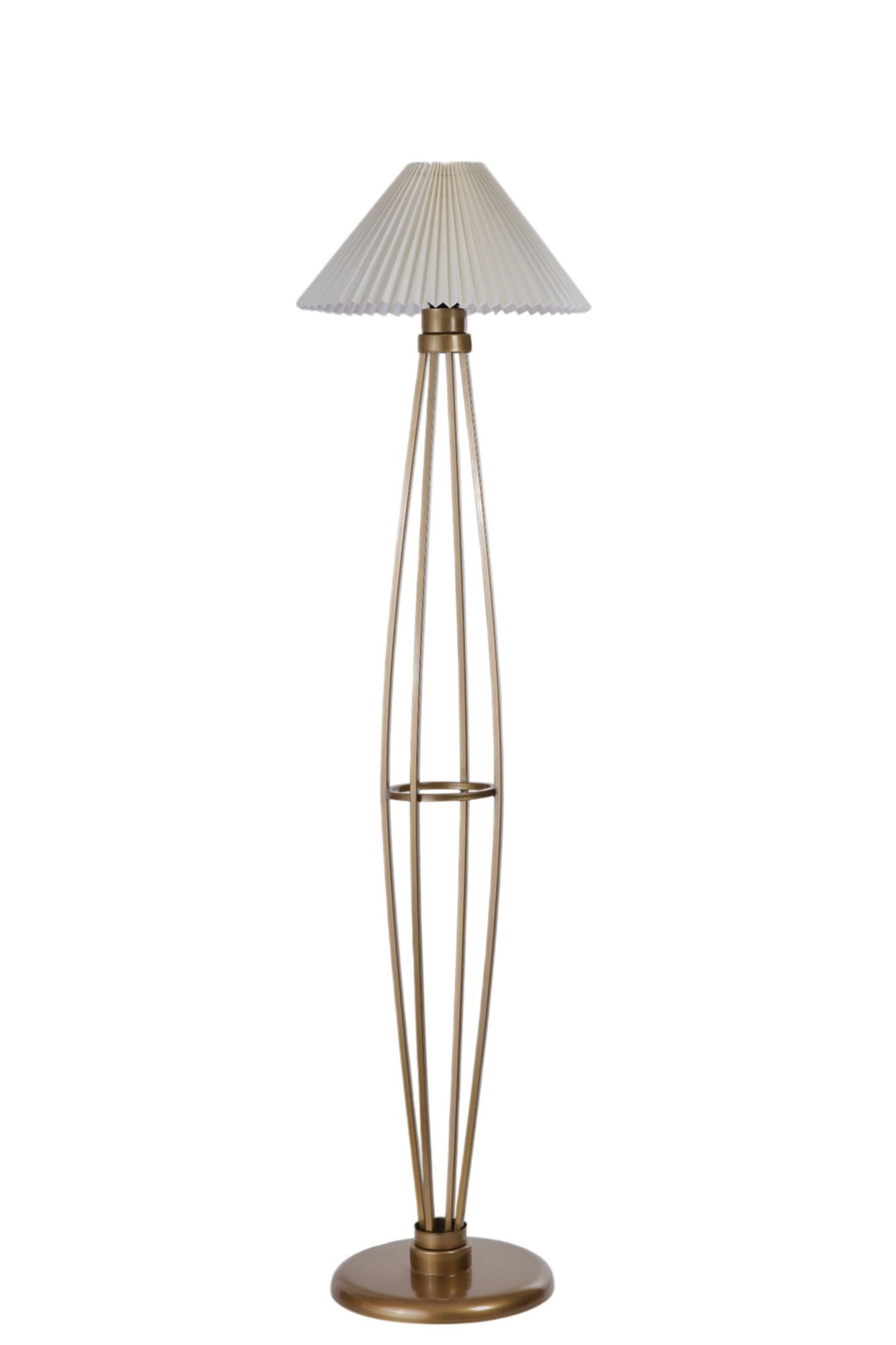 Candeeiro de Pé – 145 cm – Creme e Dourado – Metálico e PVC