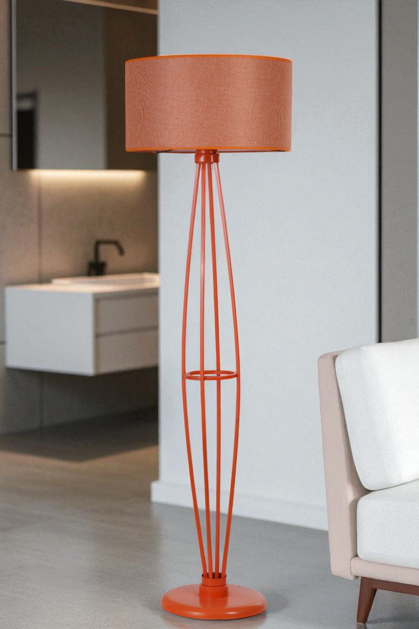 Candeeiro de Pé – 150 cm – Laranja – Metal