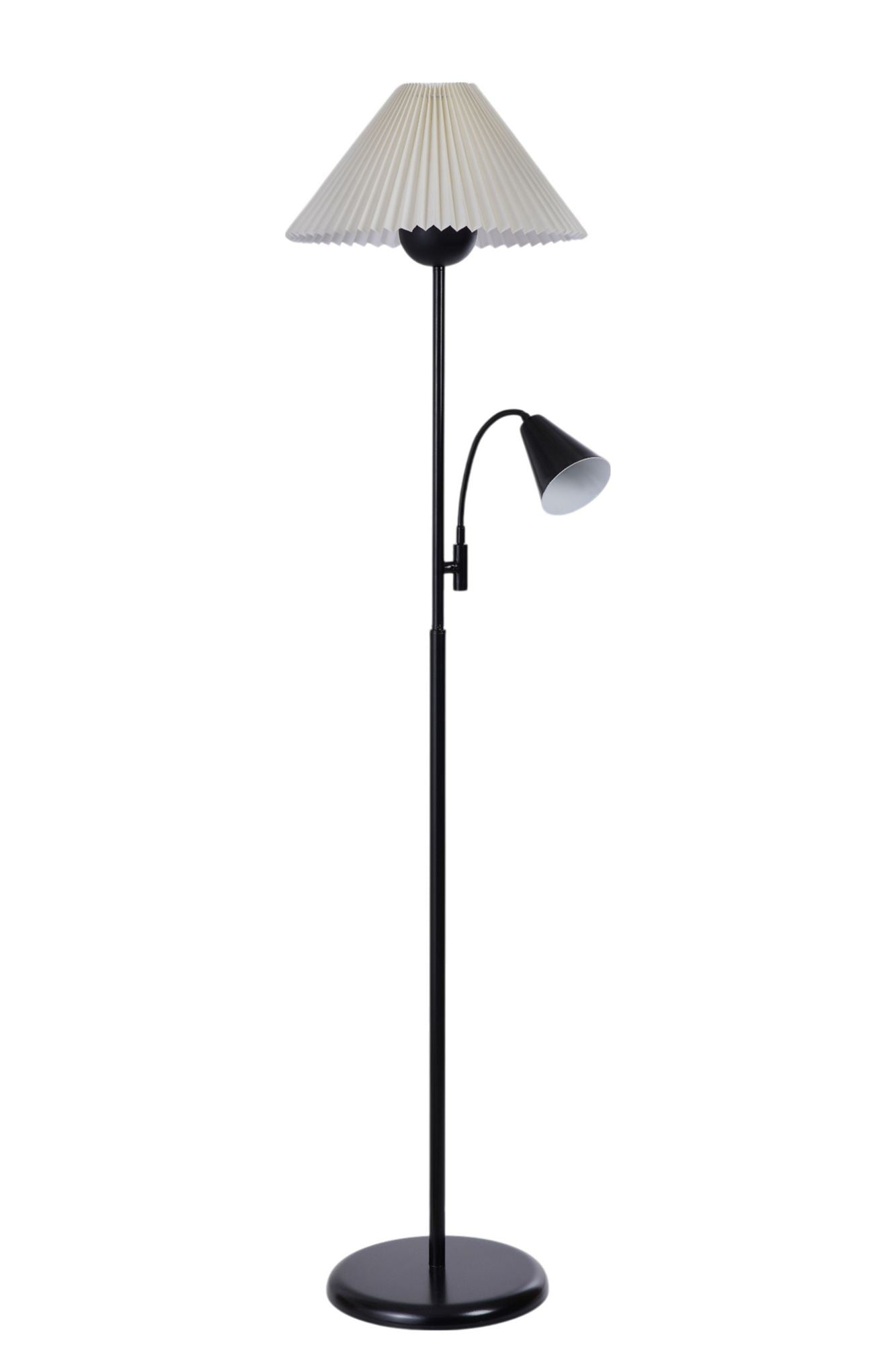 Candeeiro de Pé – 155 cm – Branco e Preto – Metálico
