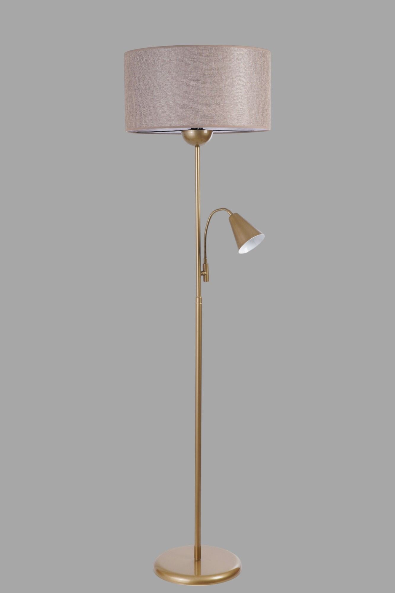 Candeeiro de Pé – 162 cm – Bege, Dourado – Metal