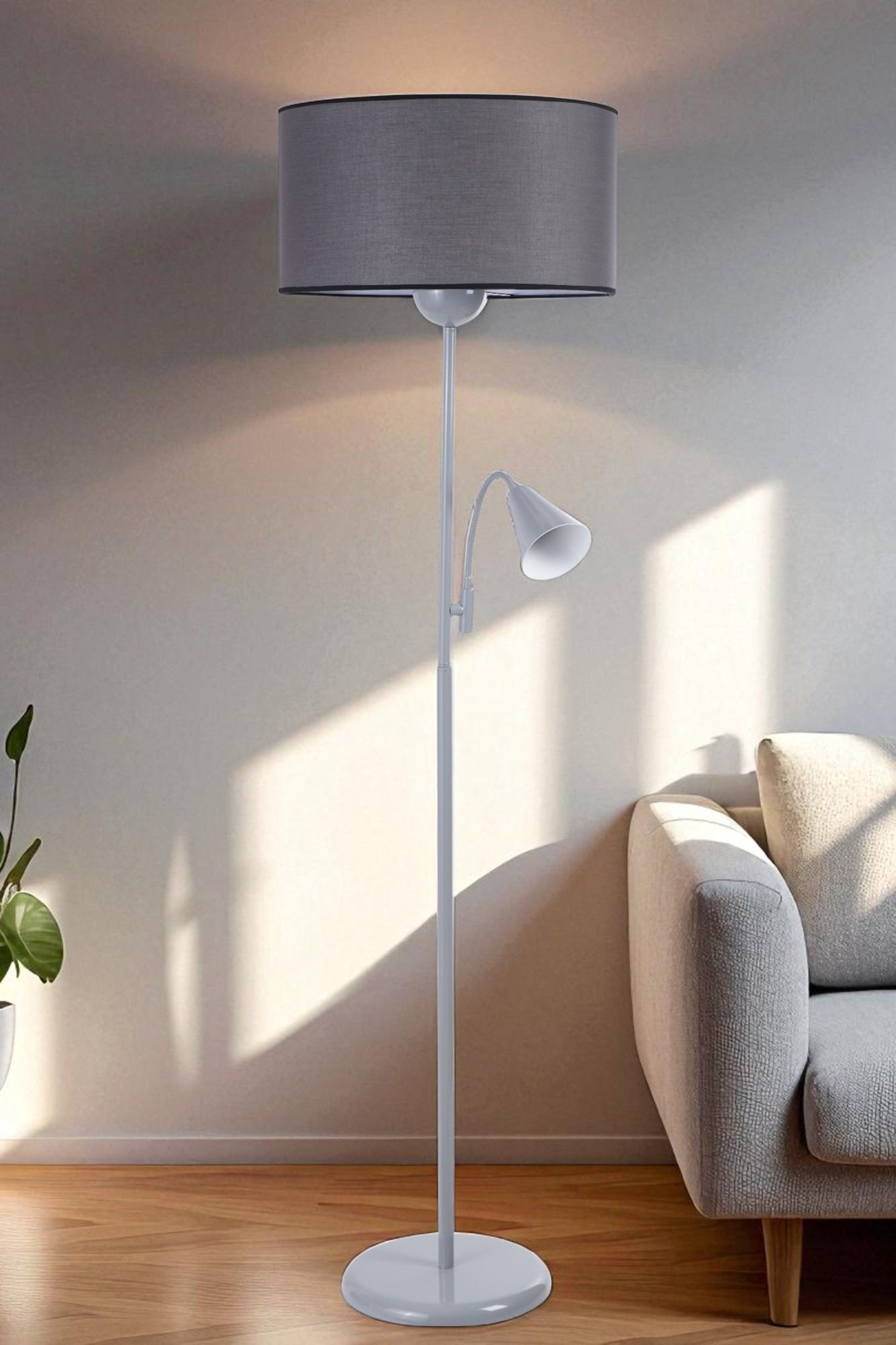 Candeeiro de Pé – 162 cm – Cinza – Metálico