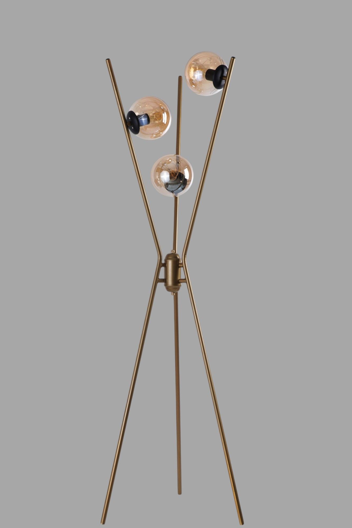 Candeeiro de Pé – 155 cm – Dourado, Preto, Mel – Metal