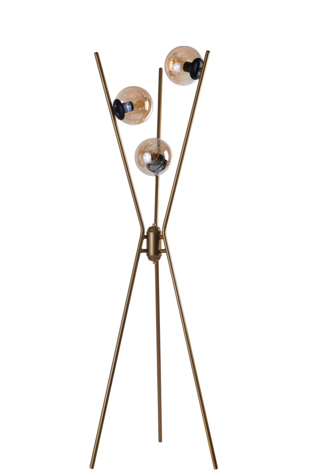 Candeeiro de Pé – 155 cm – Dourado, Preto, Mel – Metal