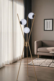Candeeiro de Pé – 155 cm – Dourado, Preto, Branco – Metal