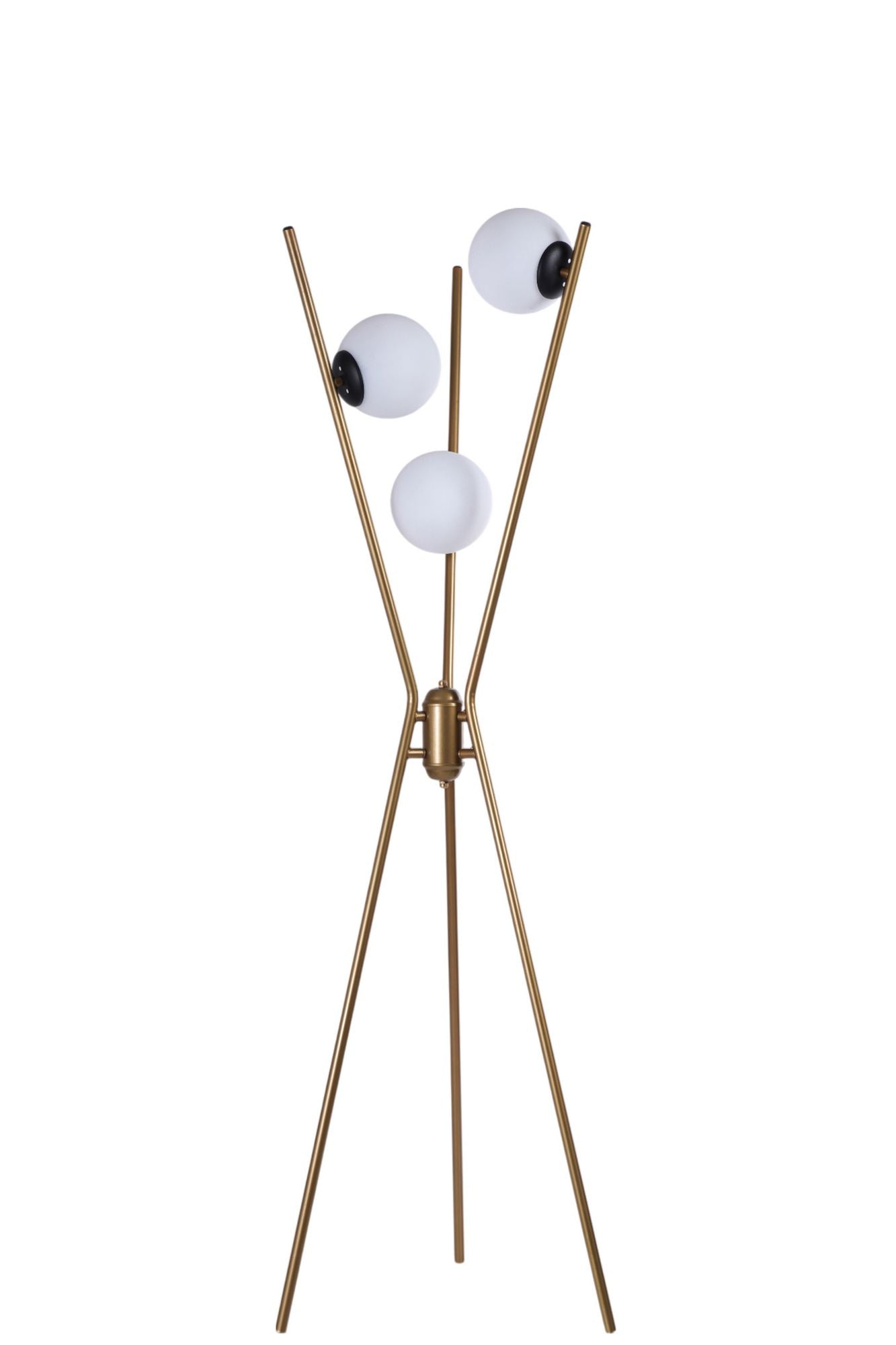 Candeeiro de Pé – 155 cm – Dourado, Preto, Branco – Metal