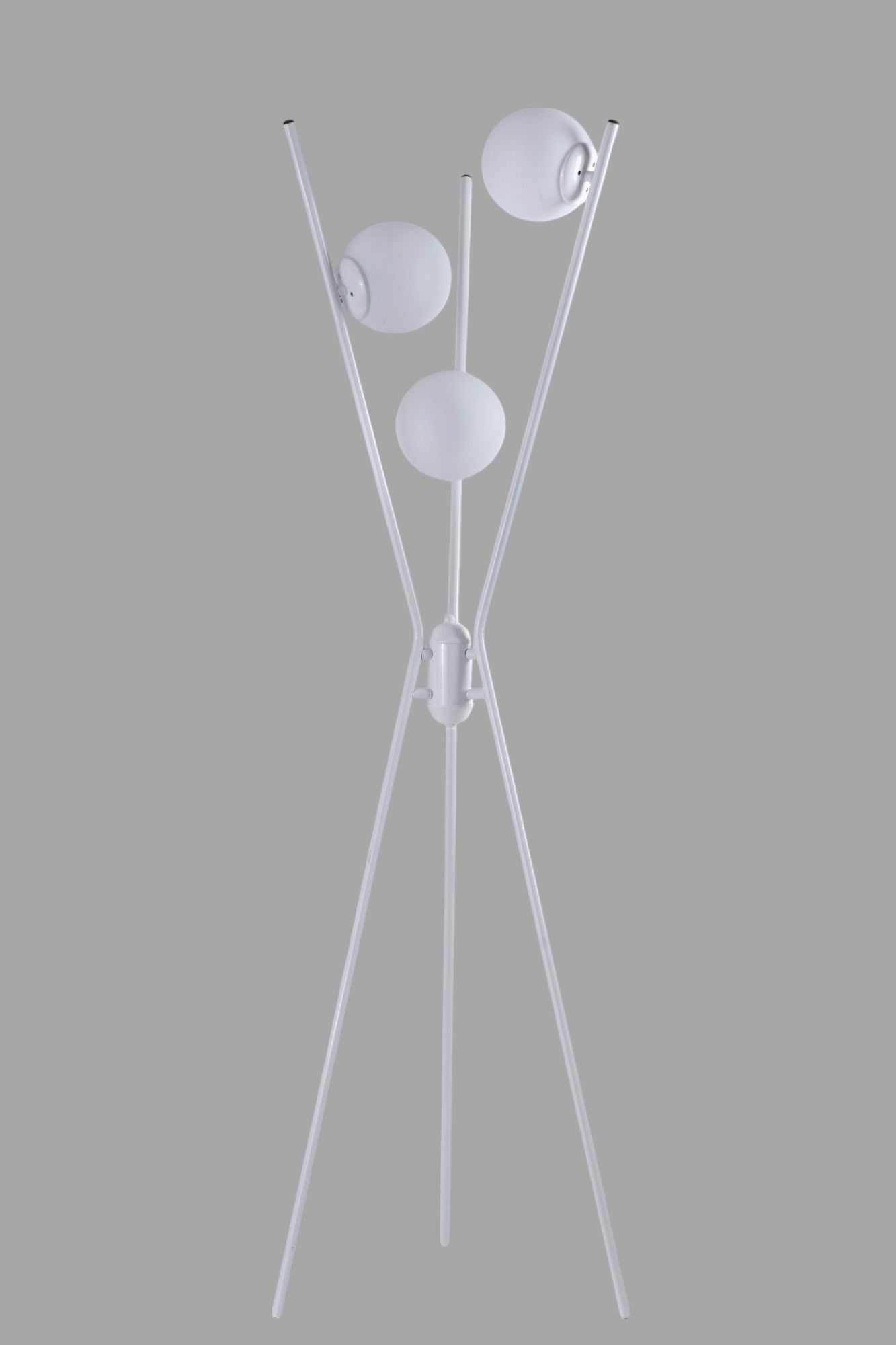 Candeeiro de Pé – 155 cm – Branco – Metal e Vidro