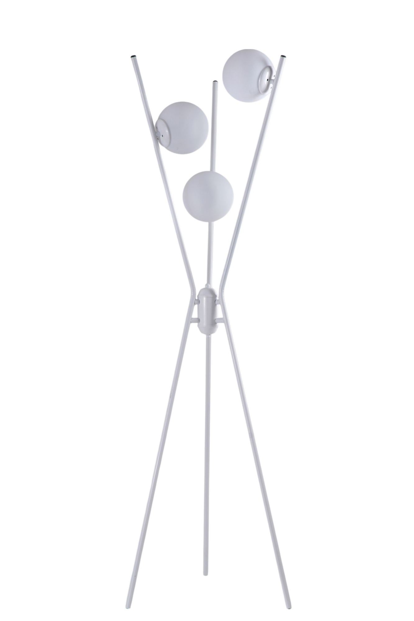 Candeeiro de Pé – 155 cm – Branco – Metal e Vidro