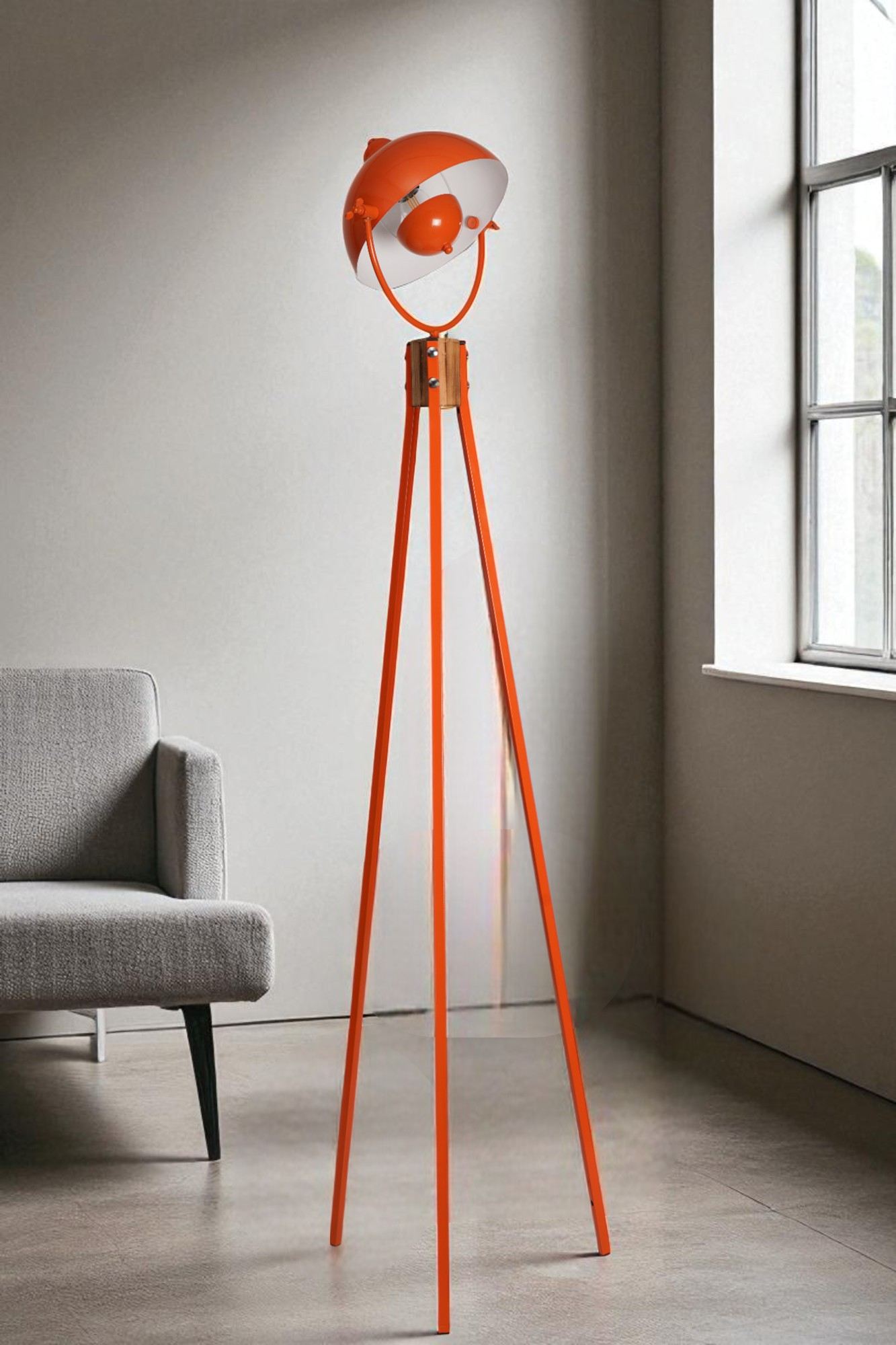 Candeeiro de Pé – 165 cm de Altura – Laranja – Metal