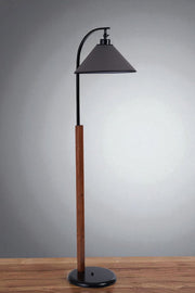 Candeeiro de Pé – 150 cm de altura – Cinza, Preto e Noz – Metal e Tecido
