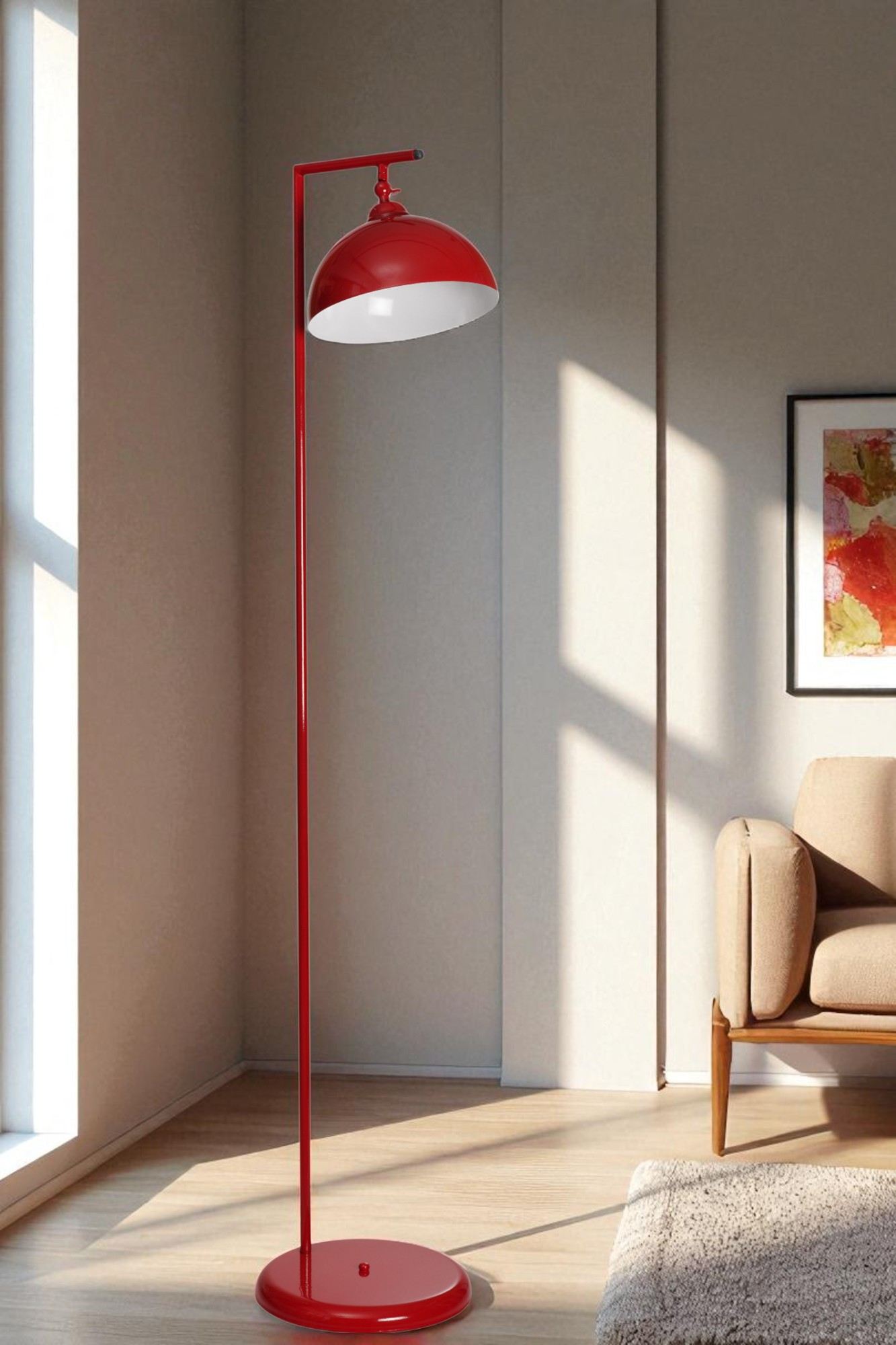 Candeeiro de Pé – 154 cm de Altura – Vermelho – Metal