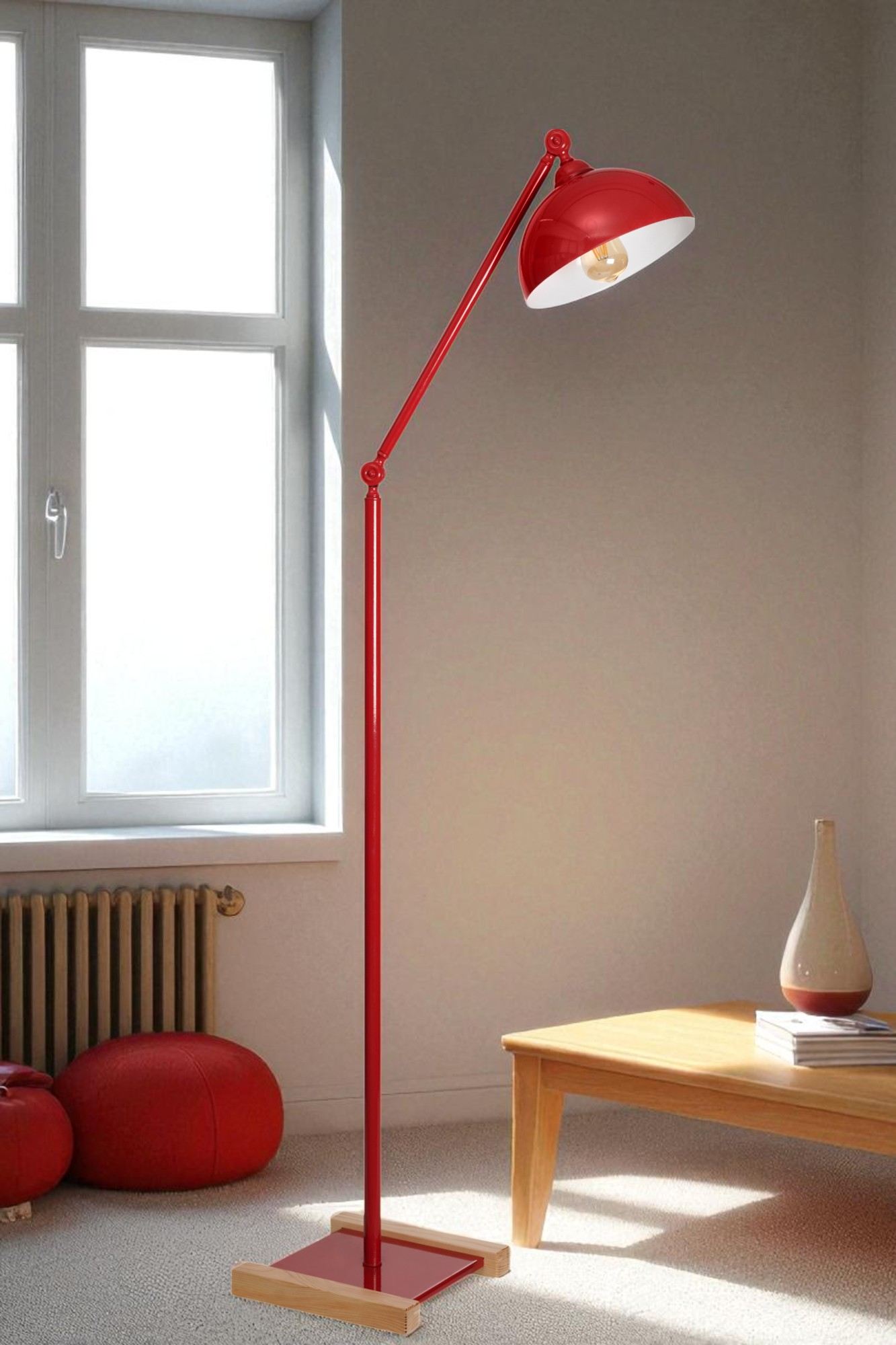 Candeeiro de Pé – 160 cm de Altura – Vermelho – Metal