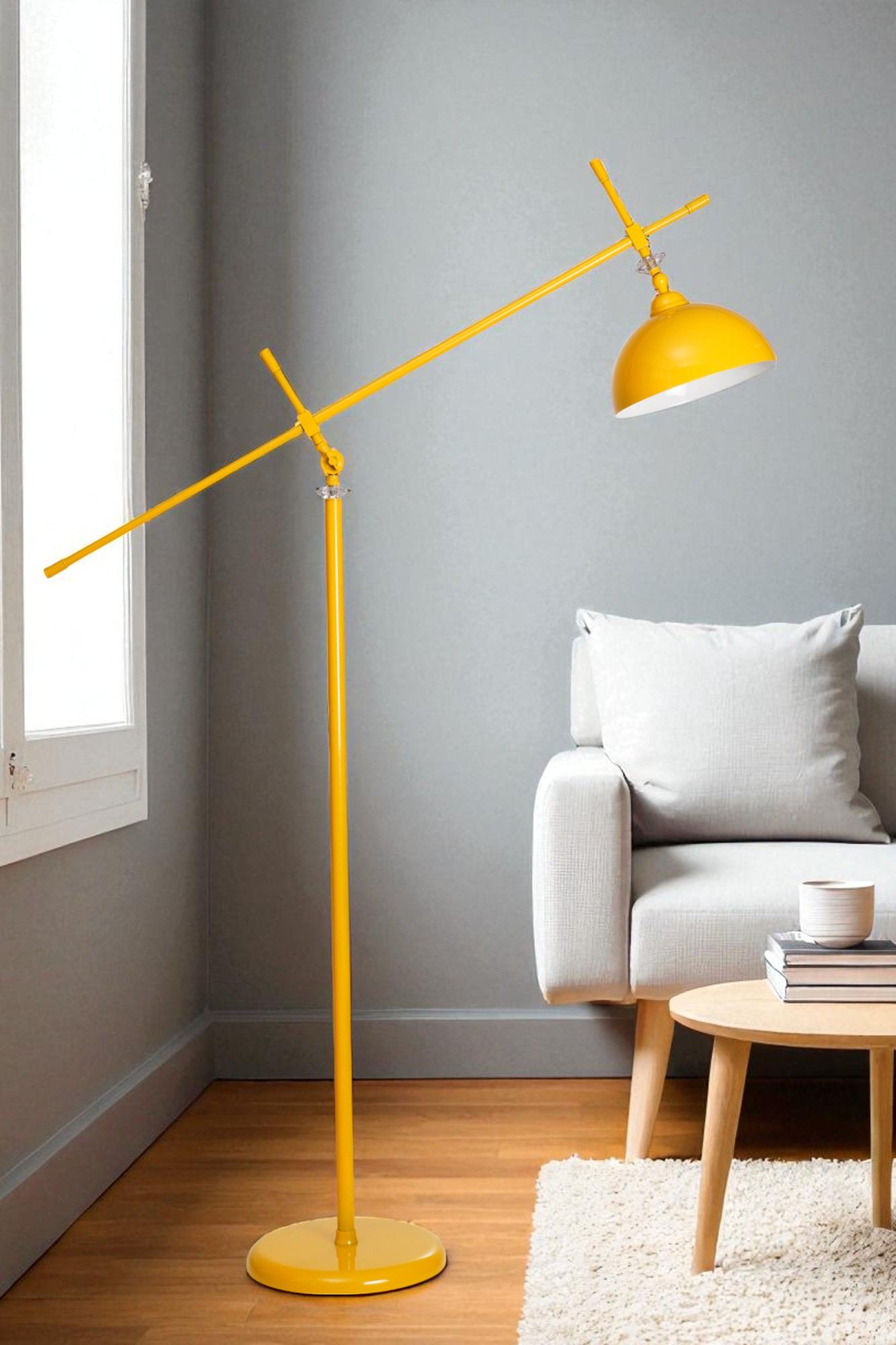 Candeeiro de Pé – altura ajustável 170 cm – cor mostarda – metal