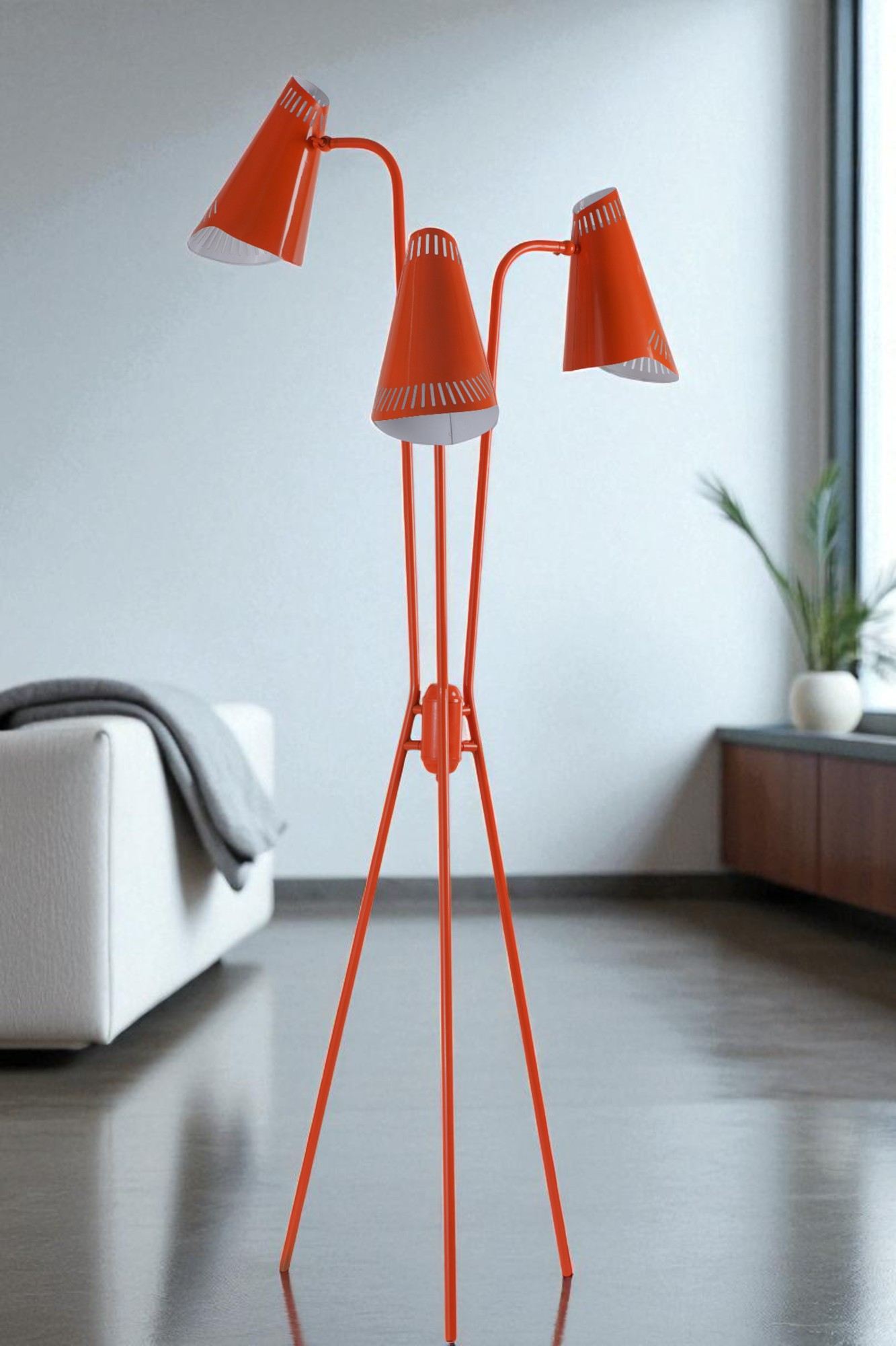 Candeeiro de Pé – 180 cm de Altura – Laranja – Metal