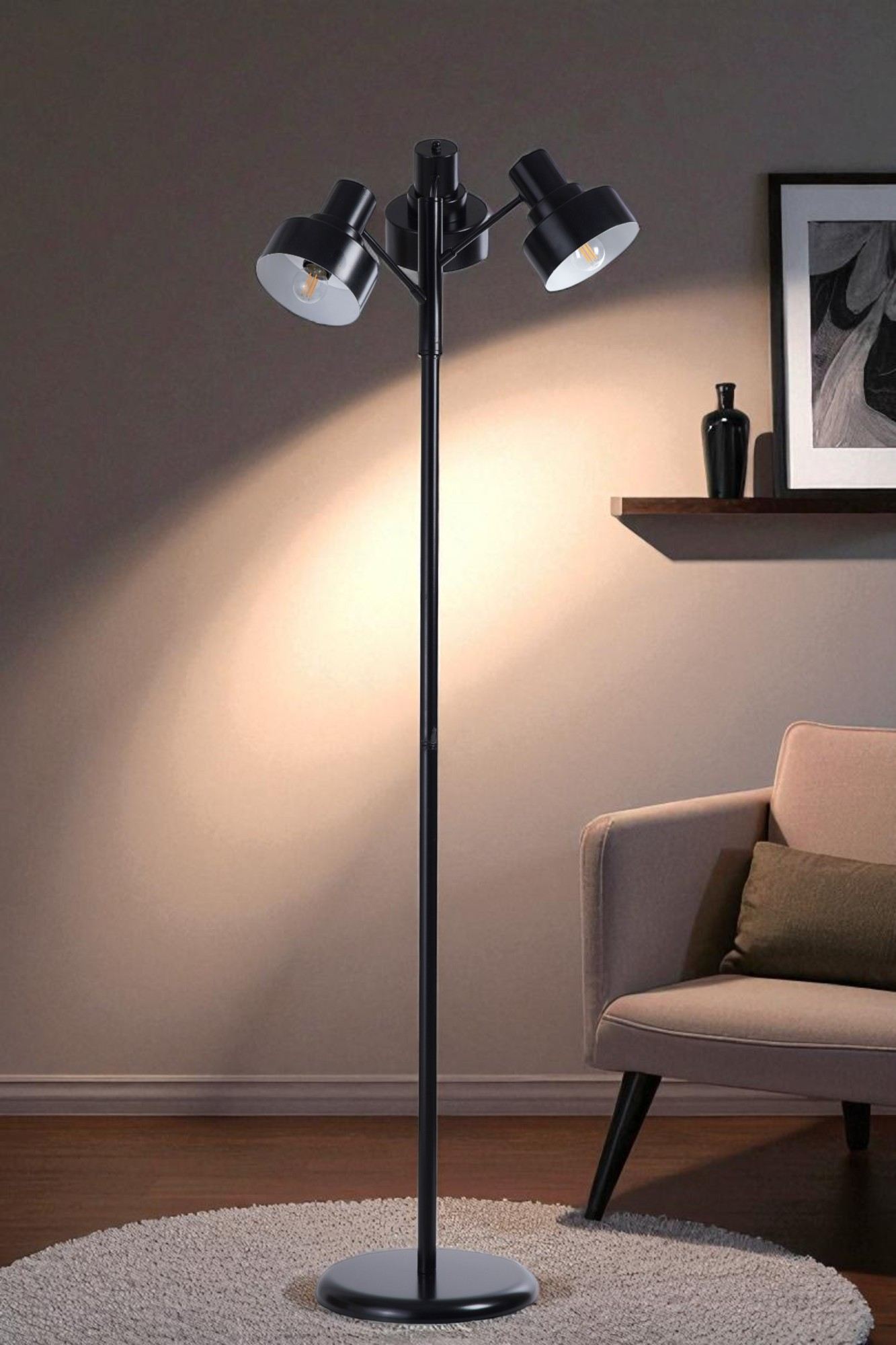 Candeeiro de Pé – 158 cm de Altura – Preto – Metal