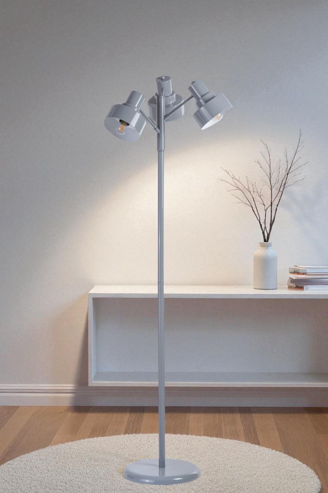 Candeeiro de Pé – 158 cm de Altura – Cinza – Metal