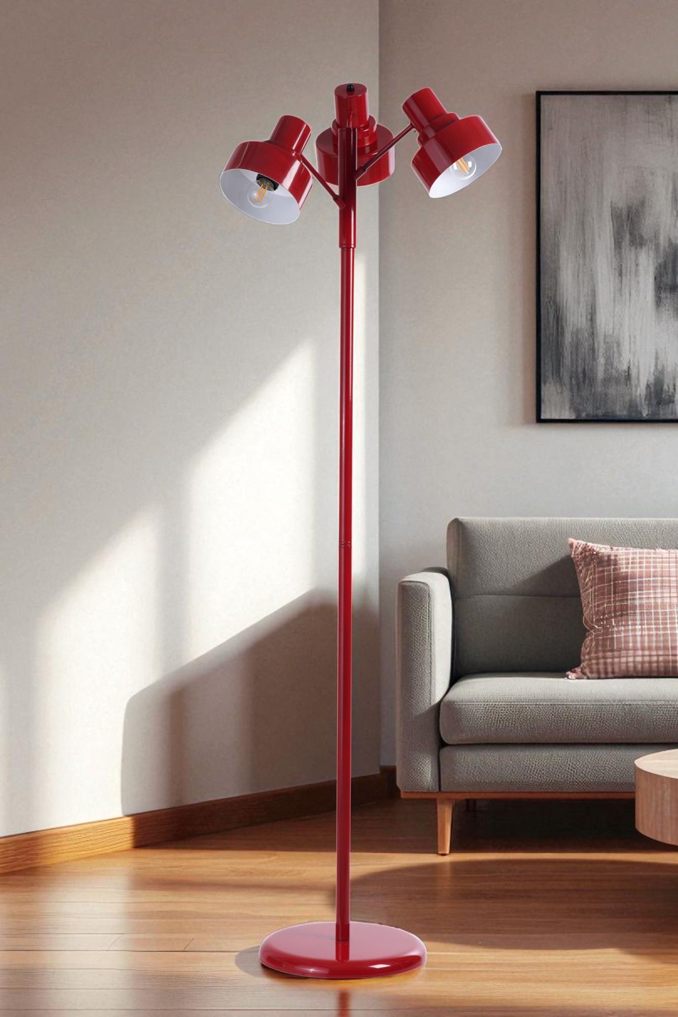 Candeeiro de Pé Escandinavo – 158 cm – Vermelho – Metal