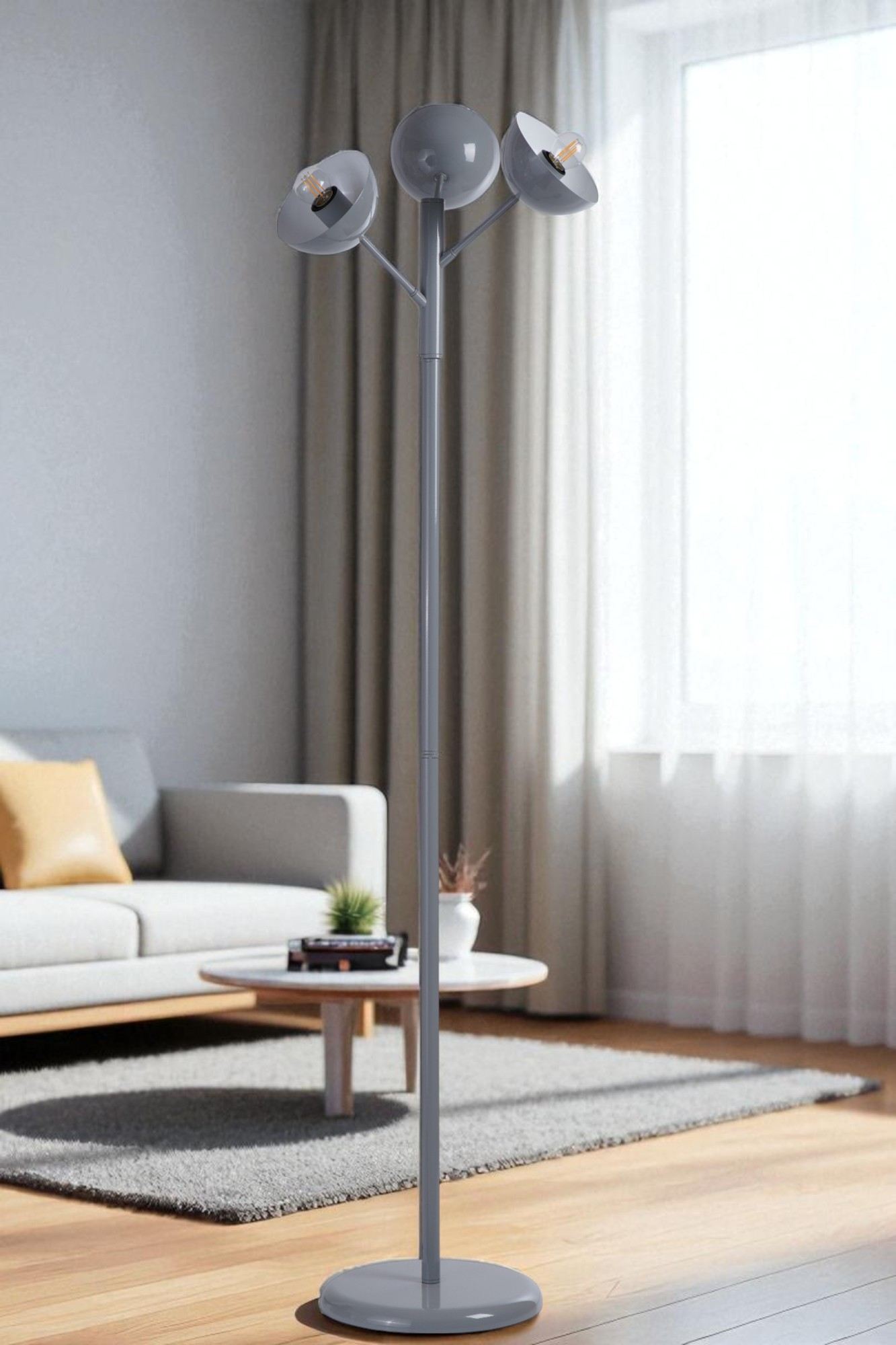 Candeeiro de Pé – 162 cm de Altura – Cinza – Metal
