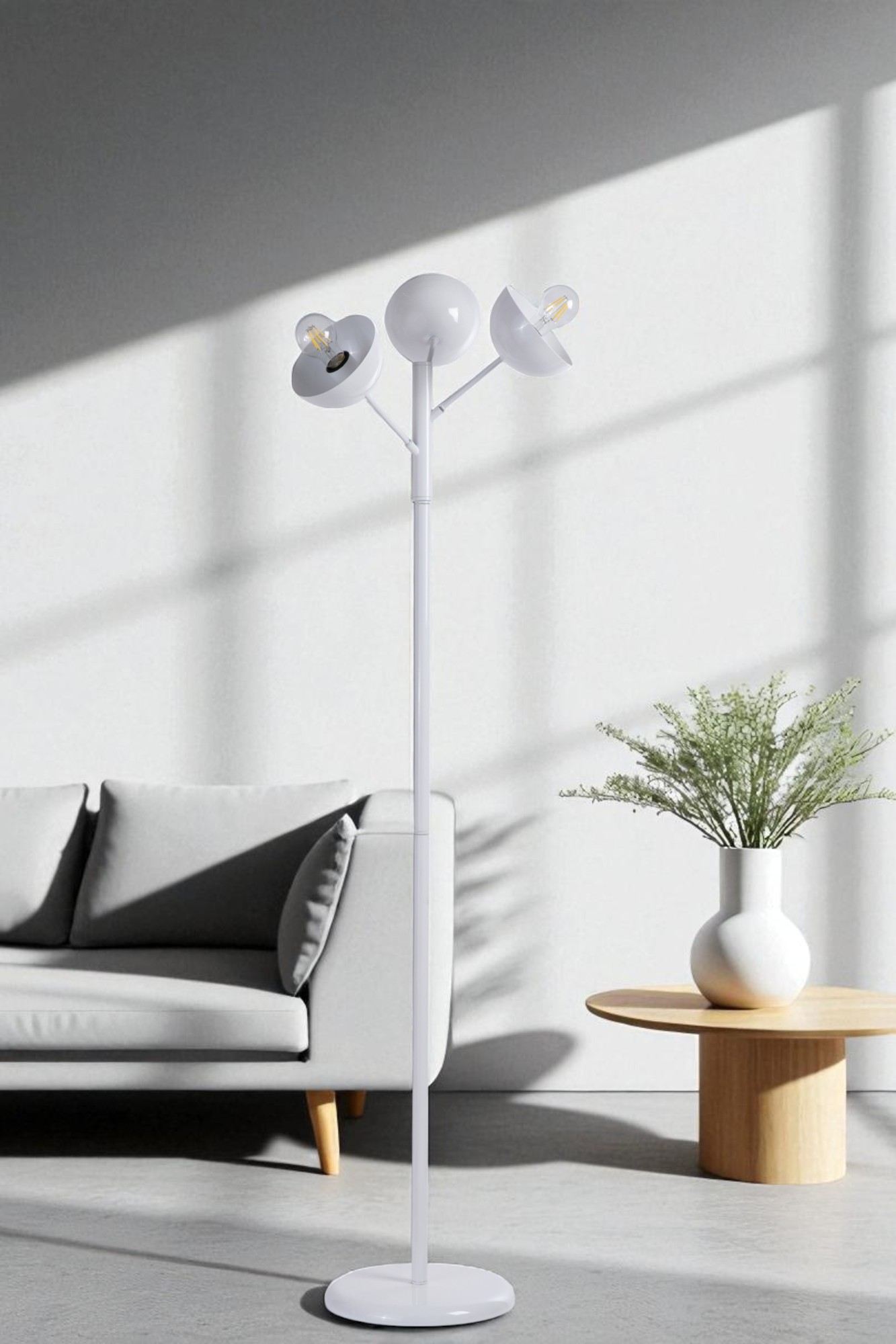 Candeeiro de Pé – 162 cm de Altura – Branco – Metal