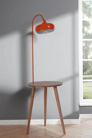 Candeeiro de Pé – 148 cm de altura – Laranja e Madeira de Faia – Metal e Madeira de Faia